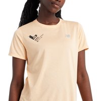 T-shirt femme orange New Balance Athletics Valencia Marathon à manches courtes, Taille M