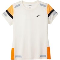 T-shirt Manches Courtes Femme Brooks Run Visible 2.0 Blanc Orange, Taille XS.
