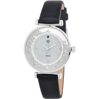 Montre Héléna élégante noire ornée d'un véritable diamant noir