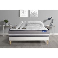 Pack prêt a dormir matelas a memoire ACTIMEMO PUR 3 zones de confort sommier KIT blanc