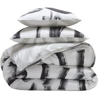 Housse de couette réversible style arty GALLERY noir/blanc en coton
