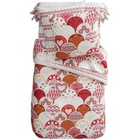 Drap plat en coton GIRLY motif ecailles rouge