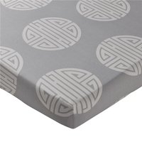 Drap-housse motifs zen bambous et idéogrammes - Noir