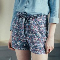 Short à plis Alex Réédition bleu en viscose
