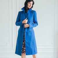 Trench long en coton Farah bleu