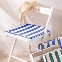 Galette de chaise d'extérieur rayée PORNIC OUTDOOR bleu