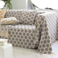 Lot de 2 Housses de Coussin imprimées coton tissé jacquard JC.EMPREINTE Bleu Indigo