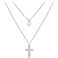 Collier multi rangs et croix par So Charm® ornée de cristaux Swarovski® BS2742-ARGENT