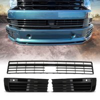 VW Transporter T6 16-19 Gloss Black Lower Grille Trim Set For Models With Radar & Parking Sensors