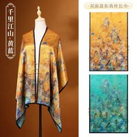 Luxury Double-Faced Silk Wrap with Fine Print -B