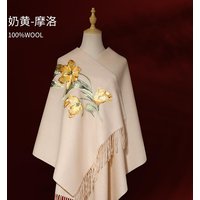 Superb Floral Embroidery Long Wool Wrap -16