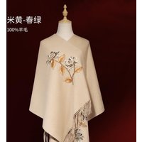 Superb Floral Embroidery Long Wool Wrap -17