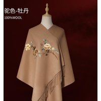 Superb Floral Embroidery Long Wool Wrap -18