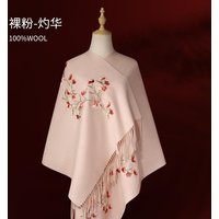 Superb Floral Embroidery Long Wool Wrap -20