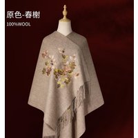 Superb Floral Embroidery Long Wool Wrap -7