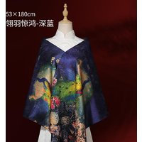 Marvelous Artistic Print Long Silk Wrap -11
