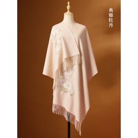 Fantastic Floral Embroidery Long Wool Wrap -N