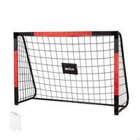 Portería de fútbol 180x60x120 cm de acero con red resistente y 6 piquetas