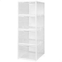 Max home pack 4 cajas zapatos transparentes, apilables y antivuelco t.46