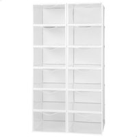 Max home pack 12 cajas zapatos transparentes, apilables y antivuelco t.44