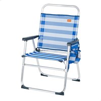 Silla playa alta fija 48x50x88 cm rayas marineras con bolsillo