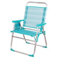 Silla playa alta fija 48x50x88 cm turquesa con bolsillo
