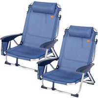 Pack 2 sillas playa bajas xl multiposición 51x45x76 cm azul marino