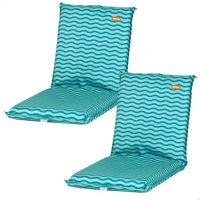 Pack 2 asientos playa bajos multiposición 40x48x56 cm ondas turquesa con bolsillo trasero