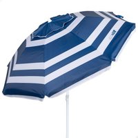 Sombrilla playa antiviento 8 varillas 200 cm rayas azules