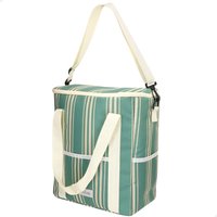 Nevera portátil blanda 14l con 3 bolsillos y asas verde rayas blancas