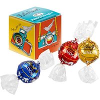 Promotional Product Mini Promo-Cube with Lindt Lindor Truffles with Custom Logo Print – Edible Corporate Giveaway for Client Events