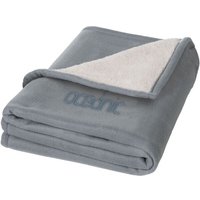 Corporate Gift Springwood Fleece and Sherpa Blanket with Express Print – 140gsm Fleece – Grey-Off white – Cosy Bedding for Employees