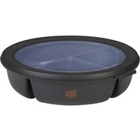 Promotional Item Bento Bowl Mepal Cirqula – solid black – with 48h express logo print 1000ml three-compartment food storage container
