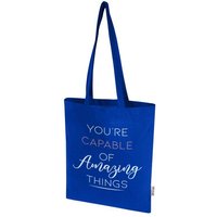 Corporate Gift Cotton Tote Bag Madras Blend – royal blue – with 48h express custom logo print 140gsm 7L long handles branded shopper