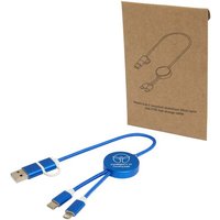 Branded Merchandise Alasia 5-in-1 Cable with Express Laser Engraving – 30 cm Recycled Materials – Royal Blue – Sync Tool for Business
