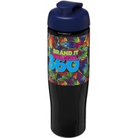 Branded Merchandise Sport Bottle H2O Tempo – solid black-blue – with custom logo print 700 ml recyclable PET slimline water flask