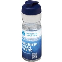 Promotional Product Sports Water Bottle H2O Active Eco Base – white-blue – with custom logo print 650ml recycled rPET flip-top lid