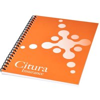 Promotional Item Spiral Wirebound Notebook Desk-Mate® A5 – white-solid black – with branded screen print 50 sheets corporate note book