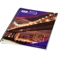 Promotional Item Spiral Wirebound Notebook Desk-Mate – solid black-white – with branded screen print A4 80 pages printed writing pad