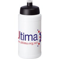 Branded Merchandise Sports Bottle Baseline® Plus – solid black-white – with 48h express logo print 500ml single-walled custom water bottle