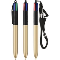 Promo Giveaway Plastic Ballpoint Pen BIC Glacé – black-gold – with custom logo print blue ink retractable branded promotional pen