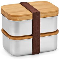 Corporate Gift Lunchbox Vermeer rSS – silver – with custom logo print 1480ml recycled stainless steel food container for travel