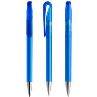 Promo Giveaway Value Plastic Pen Prodir DS1 – blue – with custom logo print black ink twist mechanism printed promotional pen