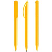 Promo Giveaway Plastic Ballpoint Pen Prodir DS3 – yellow – with custom logo print black ink twist mechanism printed promotional pen