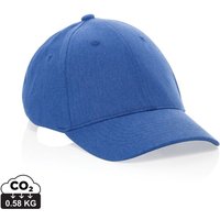 Branded Merchandise Baseball Cap Milo AWARE™ – blue – with custom logo embroidery 200gr recycled cotton-poly corporate headwear