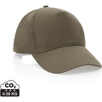Corporate Gift Baseball Cap Impact 5-Panel – green – with custom logo embroidery 190gsm recycled cotton sustainable headwear