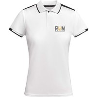 Branded Merchandise Polo Shirt Tamil – white-solid black – 48h express custom embroidery, recycled polyester, for company uniforms