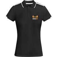 Branded Merchandise Polo Shirt Tamil – solid black-white – 48h express custom embroidery, recycled polyester, 2XL for company teams