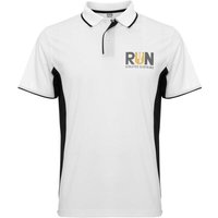 Branded Merchandise Polo Shirt Montmelo – white-solid black – with 48h express logo embroidery breathable technical for company uniforms