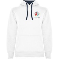 Branded Merchandise Urban Women's Hoodie with Express Embroidered Logo – 2XL – White-Navy Blue – Sportswear for Staff Uniforms